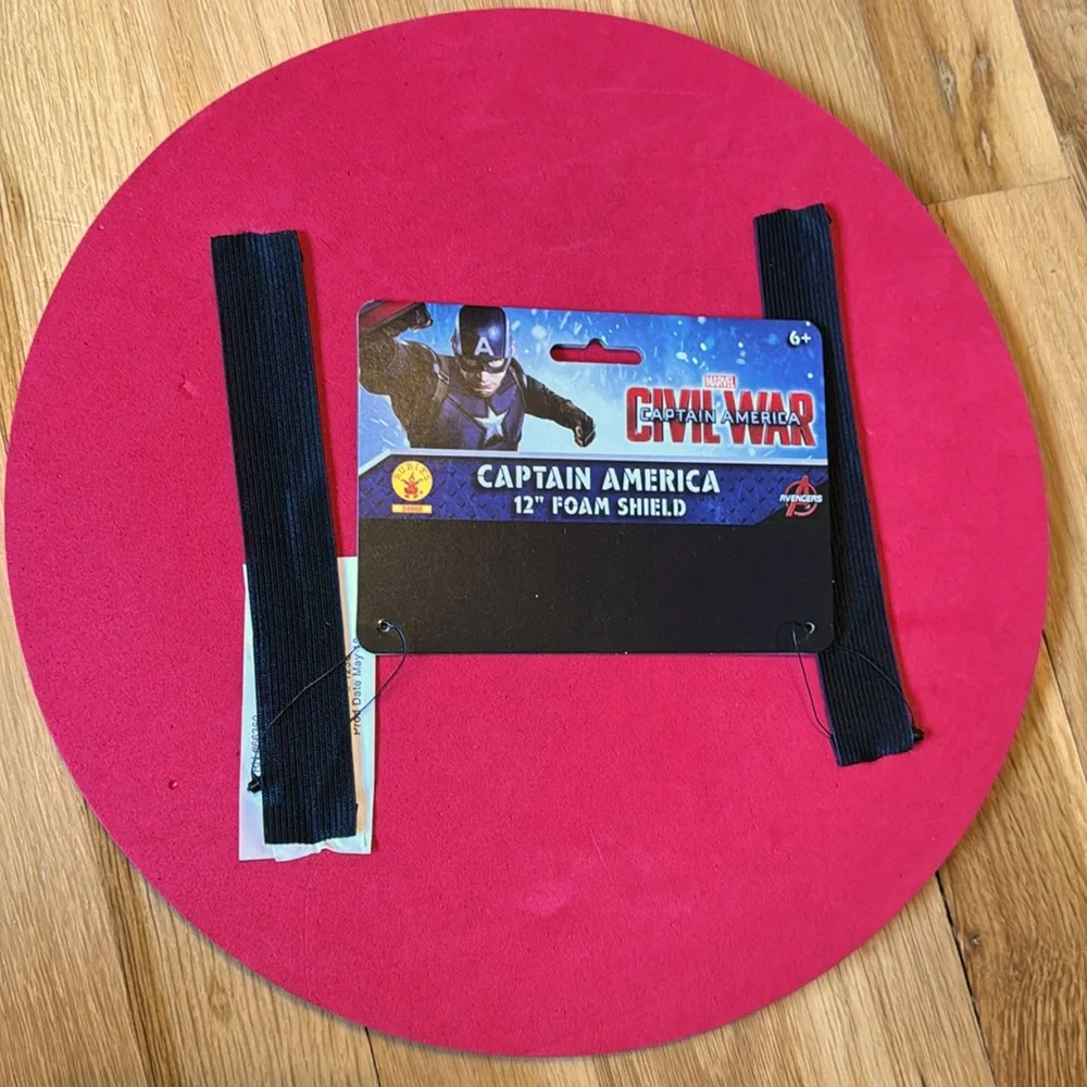 NWT - 12” Foam Captain America Shield with elastic straps/handles